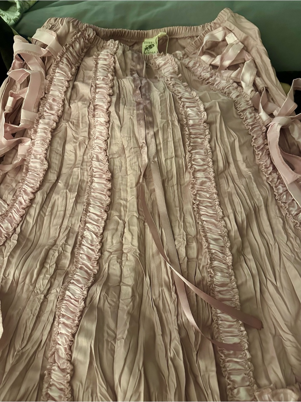 NWT Ruffle Satin Pirate Maxi Skirt - Pink - Picture 9 of 10